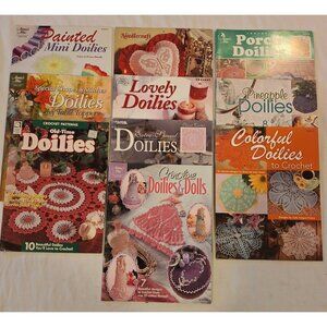 10 Crochet Doilies Pattern Book Lot Pineapple Porch Mini Painted Old Time Lovely